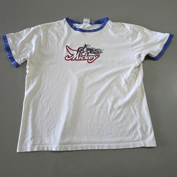 Disney Store Other - Disney Store Mickey Mouse Motorcycle Ringer Tee White Blue Mens Large‎ 56767